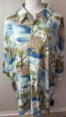 Vintage Claudio Nucci Printed Rayon Hawaiian Style Shirt Men's 3XL RR